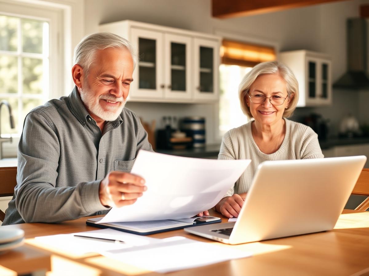 Senior couple reviewing their retirement plan at home